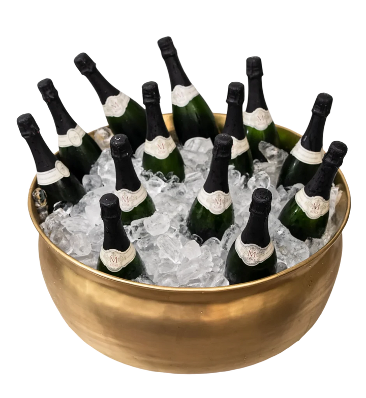 Wine Cooler - Brass Round Vintage Tub Large - Metal