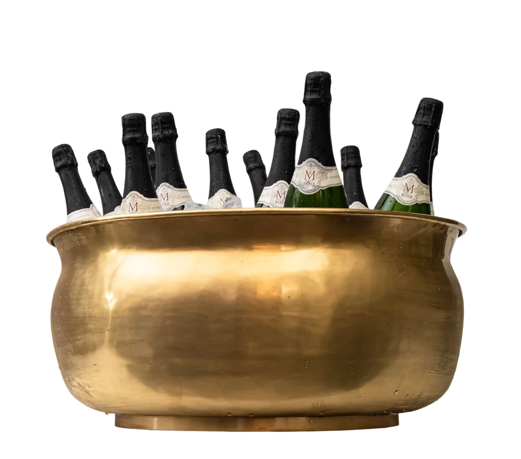 Wine Cooler - Brass Round Vintage Tub Large - Metal