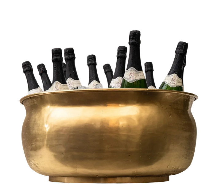 Wine Cooler - Brass Round Vintage Tub Large - Metal