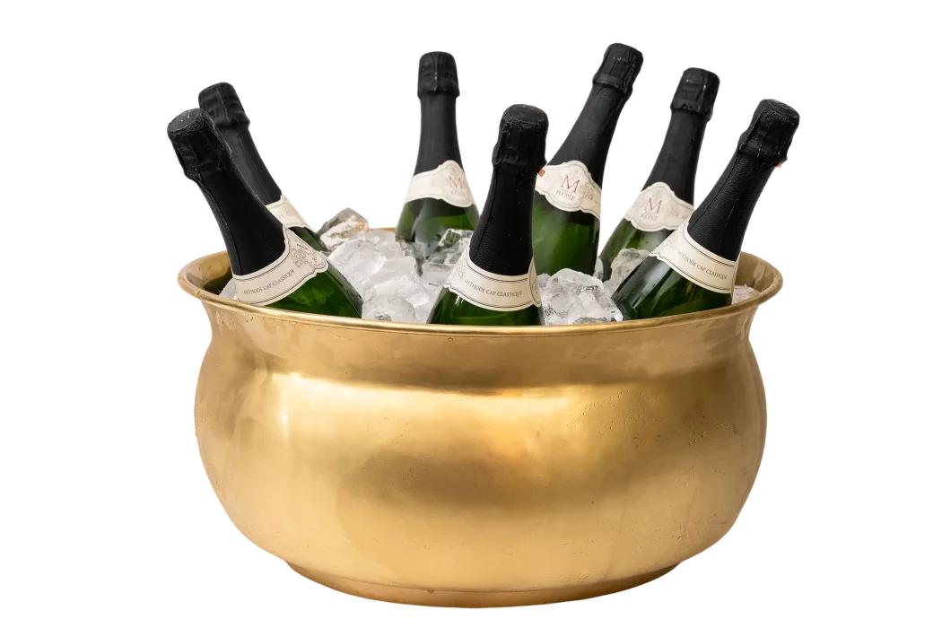 Wine Cooler - Brass Round Vintage Tub Large - Metal