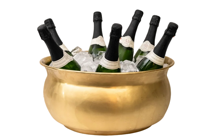 Wine Cooler - Brass Round Vintage Tub Large - Metal