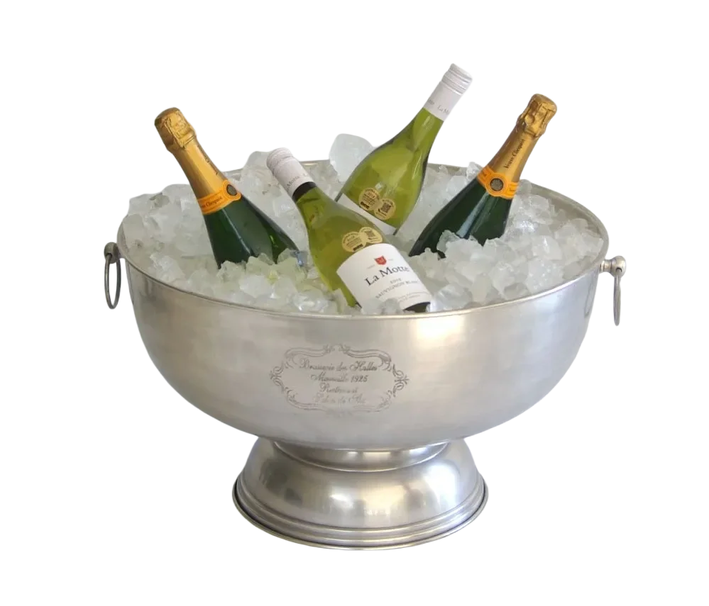 Wine Cooler - Silver Champagne Bowl Rings - Metal