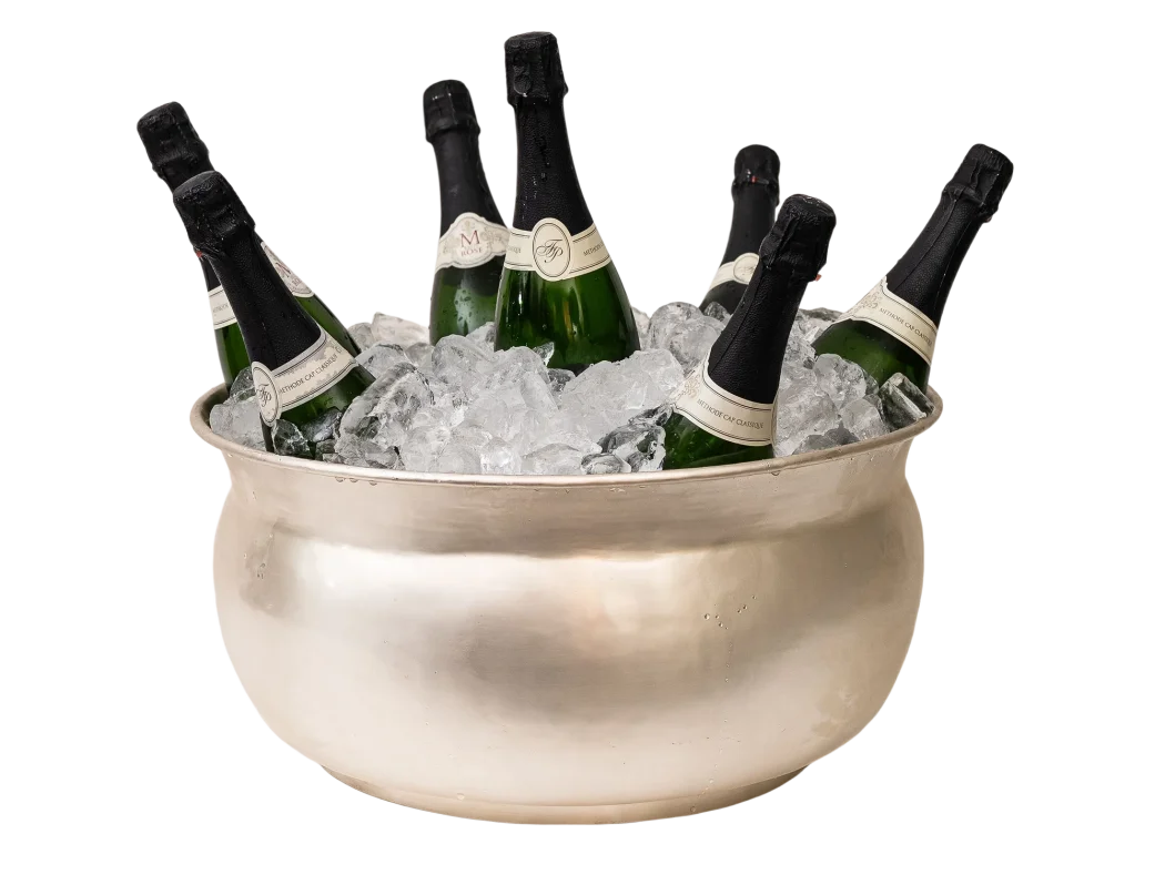 Wine Cooler - Silver Round Vintage Tub Large - Metal
