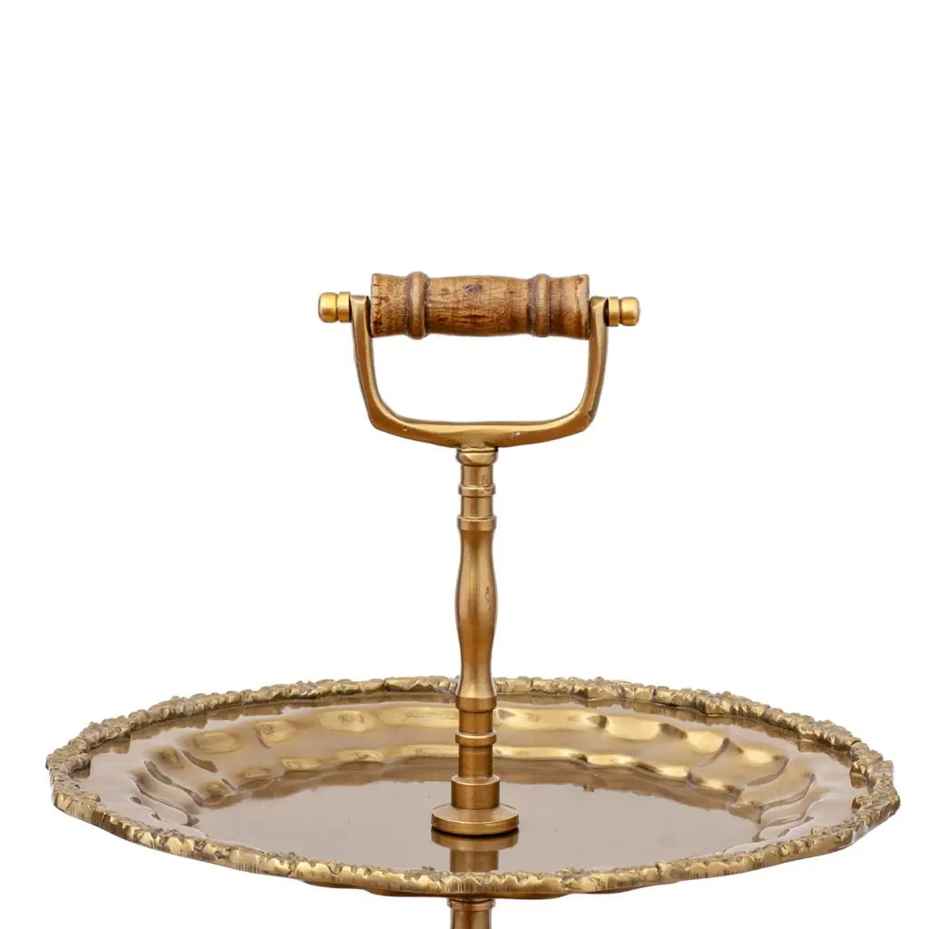 2 Tier Patisserie Server - Brass Fleur - Pewter