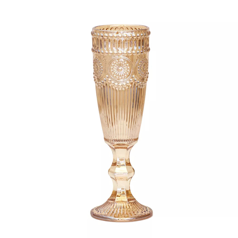 Champagne Glass Set - Pinwheel Amber Pearlescent 135ml x 6