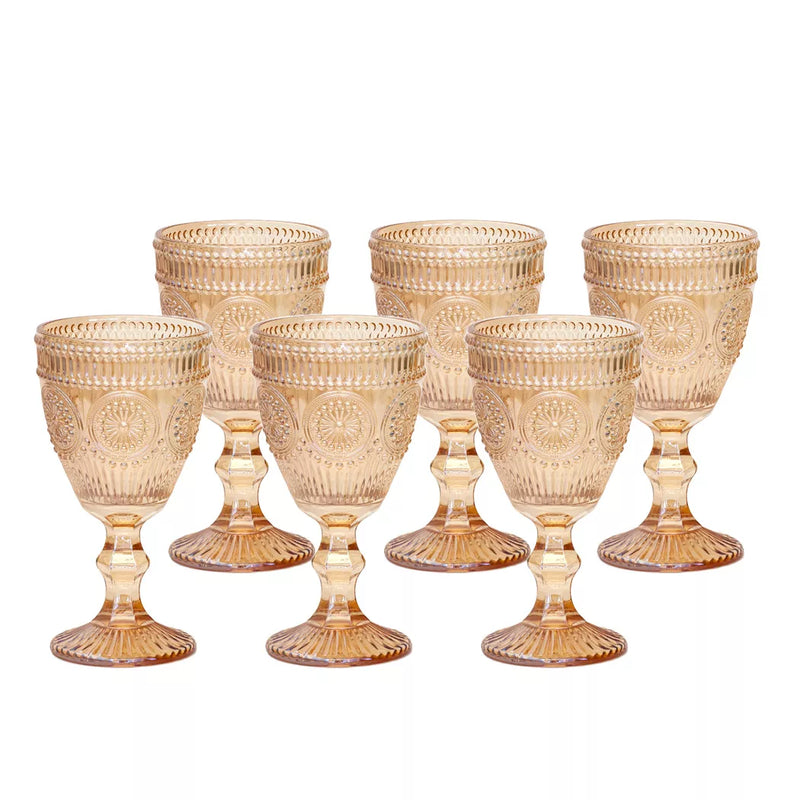 Wine Glass Set - Pinwheel Amber Pearlescent 315ml x 6