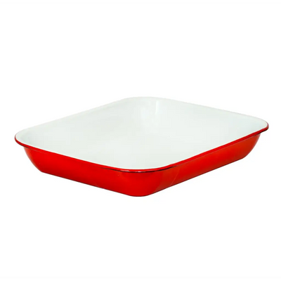 Baking Pan - Enamel 27cm x 34cm Various Colours - Red &