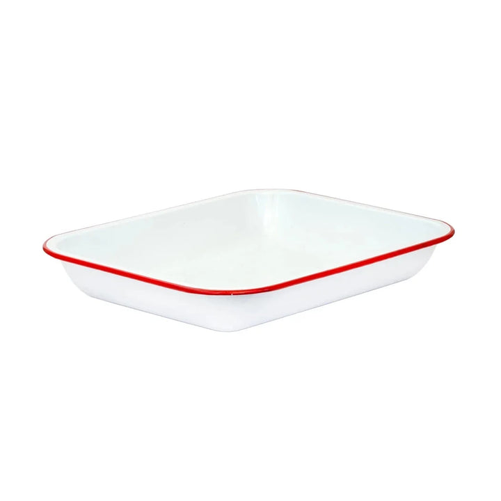 Baking Pan - Enamel 37 x 28 Various Colours - Red &amp; White -