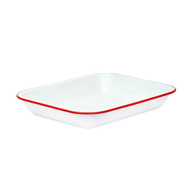 Baking Pan - Enamel 37 x 28 Various Colours - Red & White -