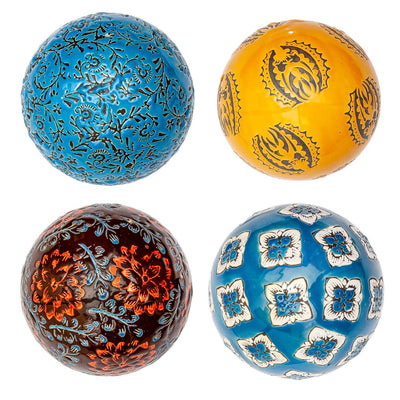 Ceramic Balls - Set of 4 Multi Colours 10cm