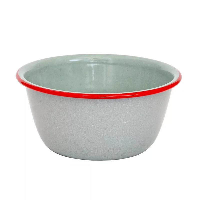 Basin/Bowl - Enamel Various 17.5cm - Duckegg w/ Red Rim -