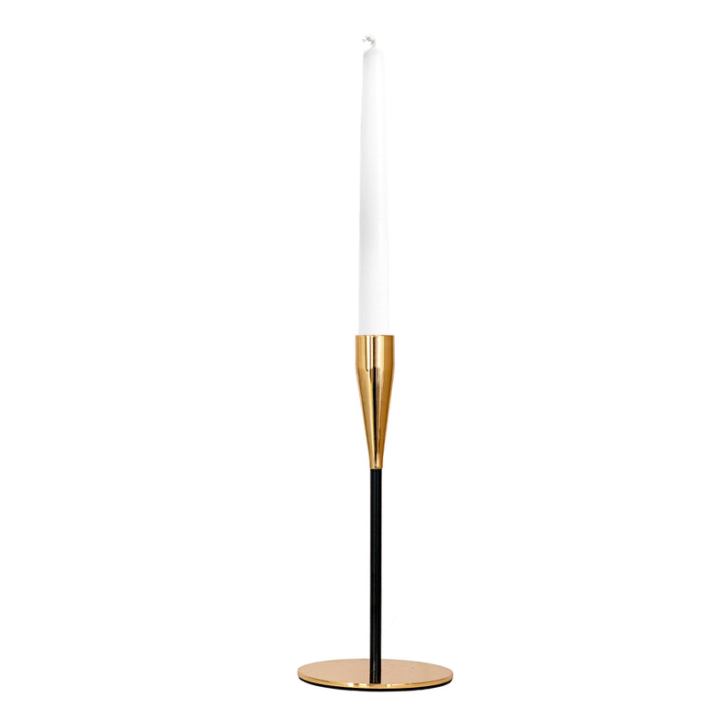 Candle Holder - Thin Gold & Black 22cm