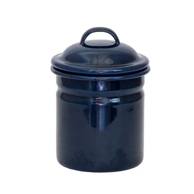 Canister - Enamel Pot with Lid Various Colours - Dark Blue -