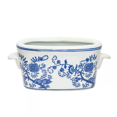 Ceramic Footbath/Planter - Blue & White Blossoms - Ceramic