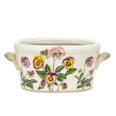 Ceramic Footbath/Planter - Floral Handled - Ceramic