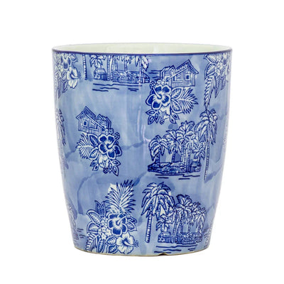 Ceramic Planter - Blue & White Oriental Various Sizes -