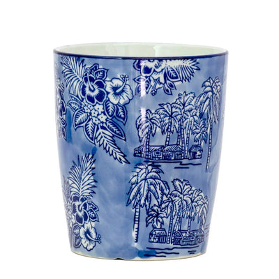 Ceramic Planter - Blue & White Oriental Various Sizes -