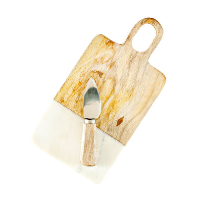 Cheese Board - Wood & Marble w/ Knife