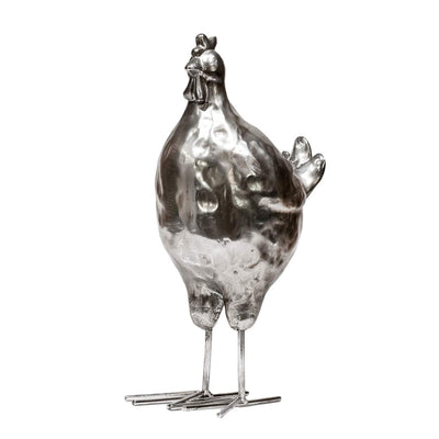 Ornament - Silver Chicken 28cm