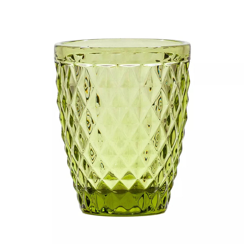 Drinking Glass - Diamonds Green Tumbler 225ml - Glass /