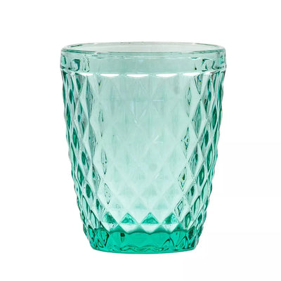 Drinking Glass - Diamonds Turquoise Tumbler 225ml - Glass /