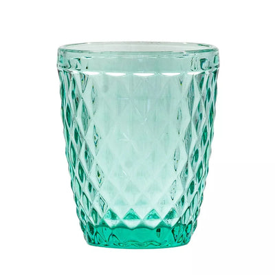 Drinking Glass - Diamonds Turquoise Tumbler 225ml - Glass /