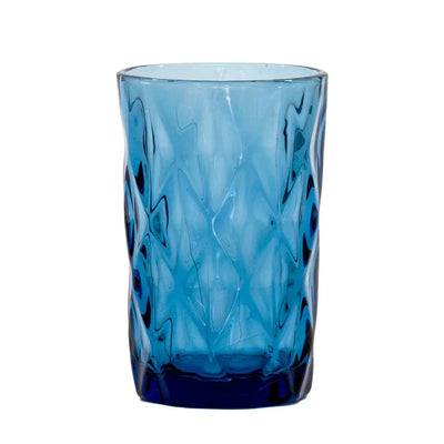 Drinking Glass - Large Diamonds Blue 340ml - Glass / Crystal