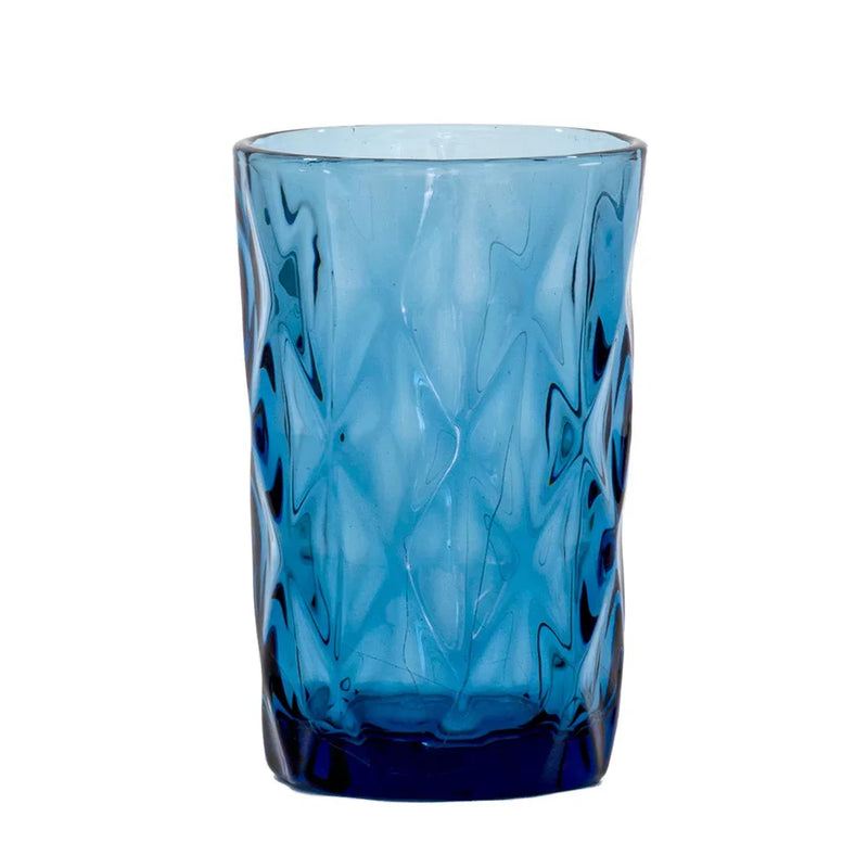 Drinking Glass - Large Diamonds Blue 340ml - Glass / Crystal