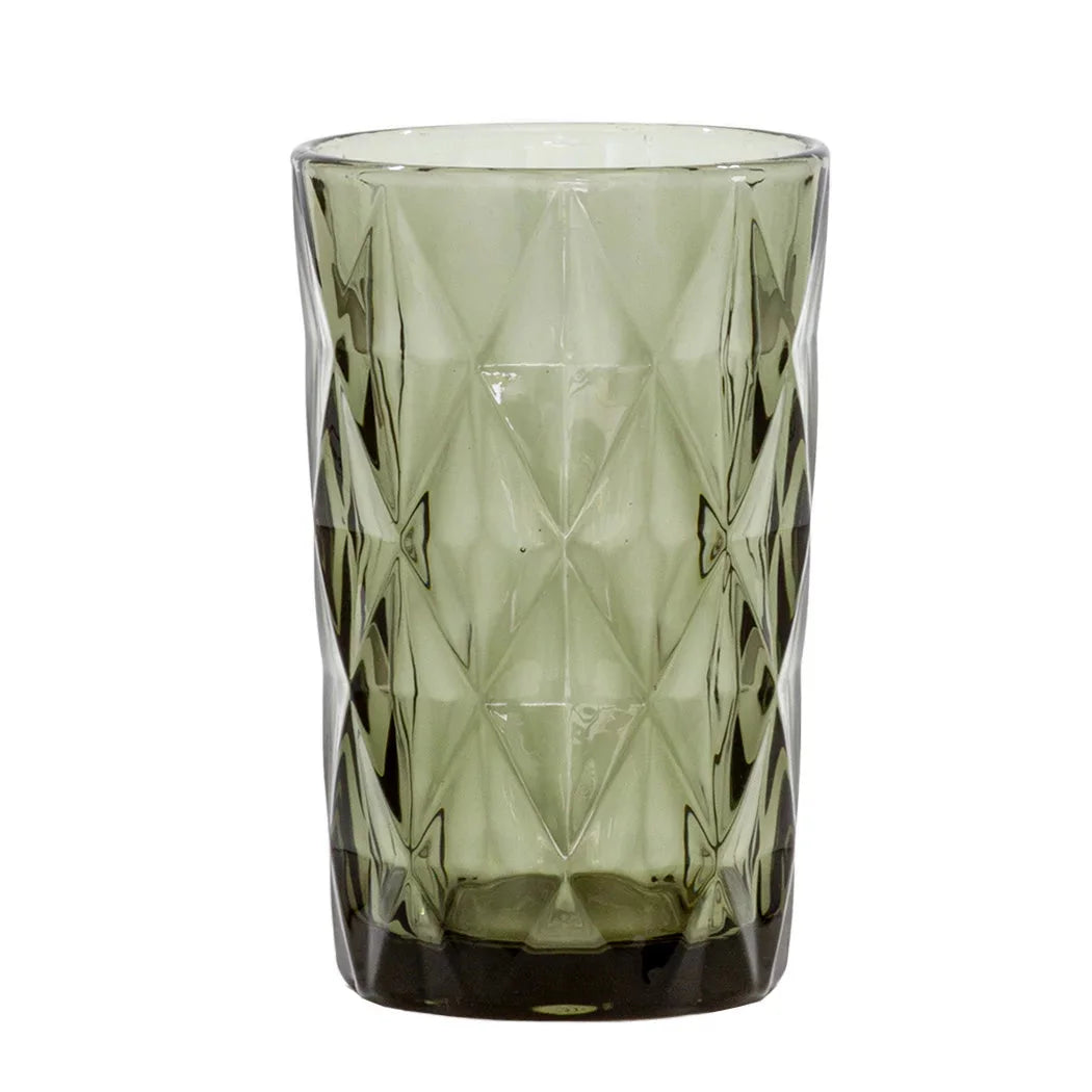 Drinking Glass - Large Diamonds Grey 340ml - Glass / Crystal