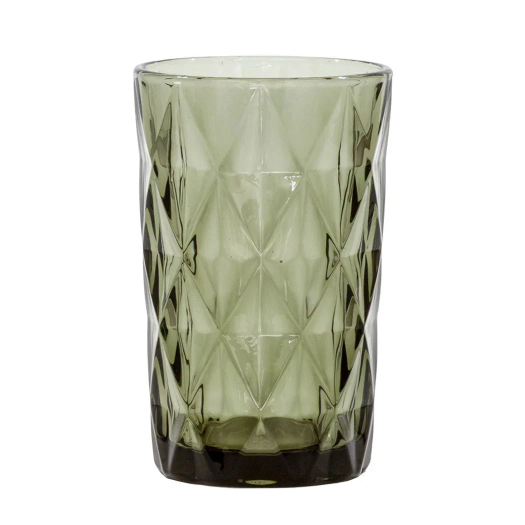 Drinking Glass - Large Diamonds Grey 340ml - Glass / Crystal