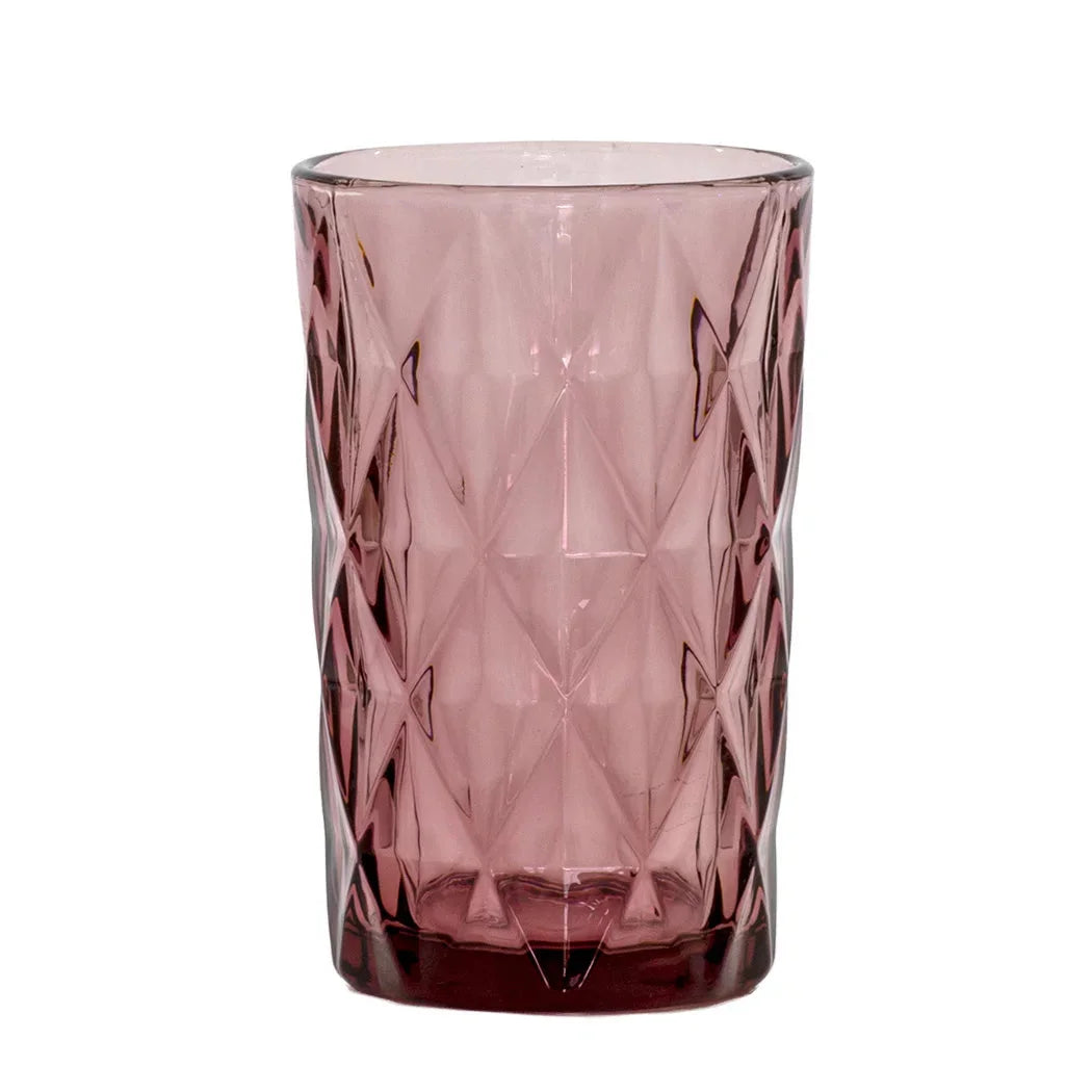 Drinking Glass - Large Diamonds Magenta 340ml - Glass /