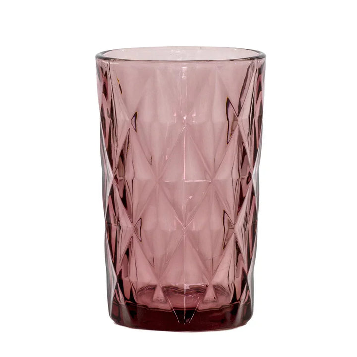 Drinking Glass - Large Diamonds Magenta 340ml - Glass /