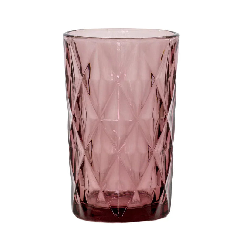 Drinking Glass - Large Diamonds Magenta 340ml - Glass /