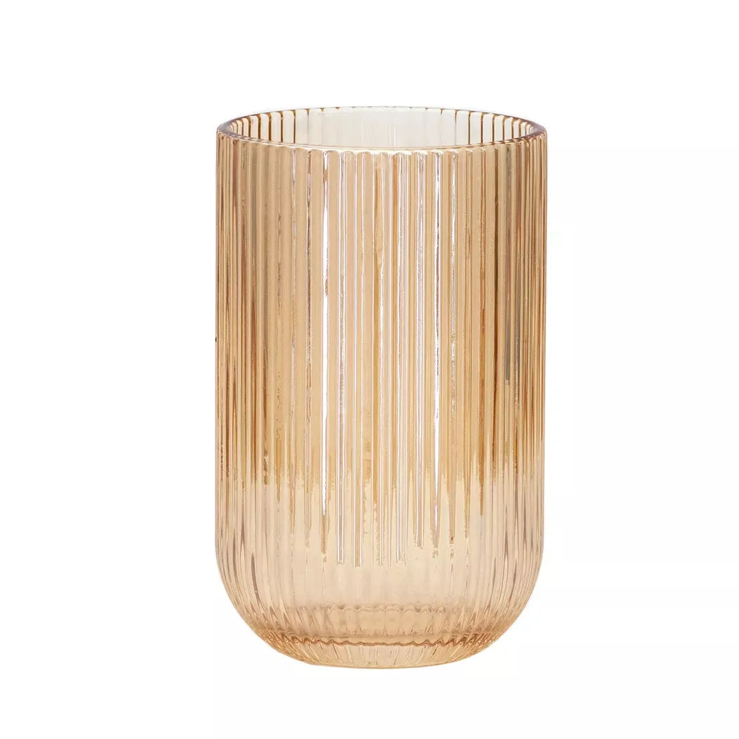Drinking Glass - Lines Amber 410ml - Glass / Crystal