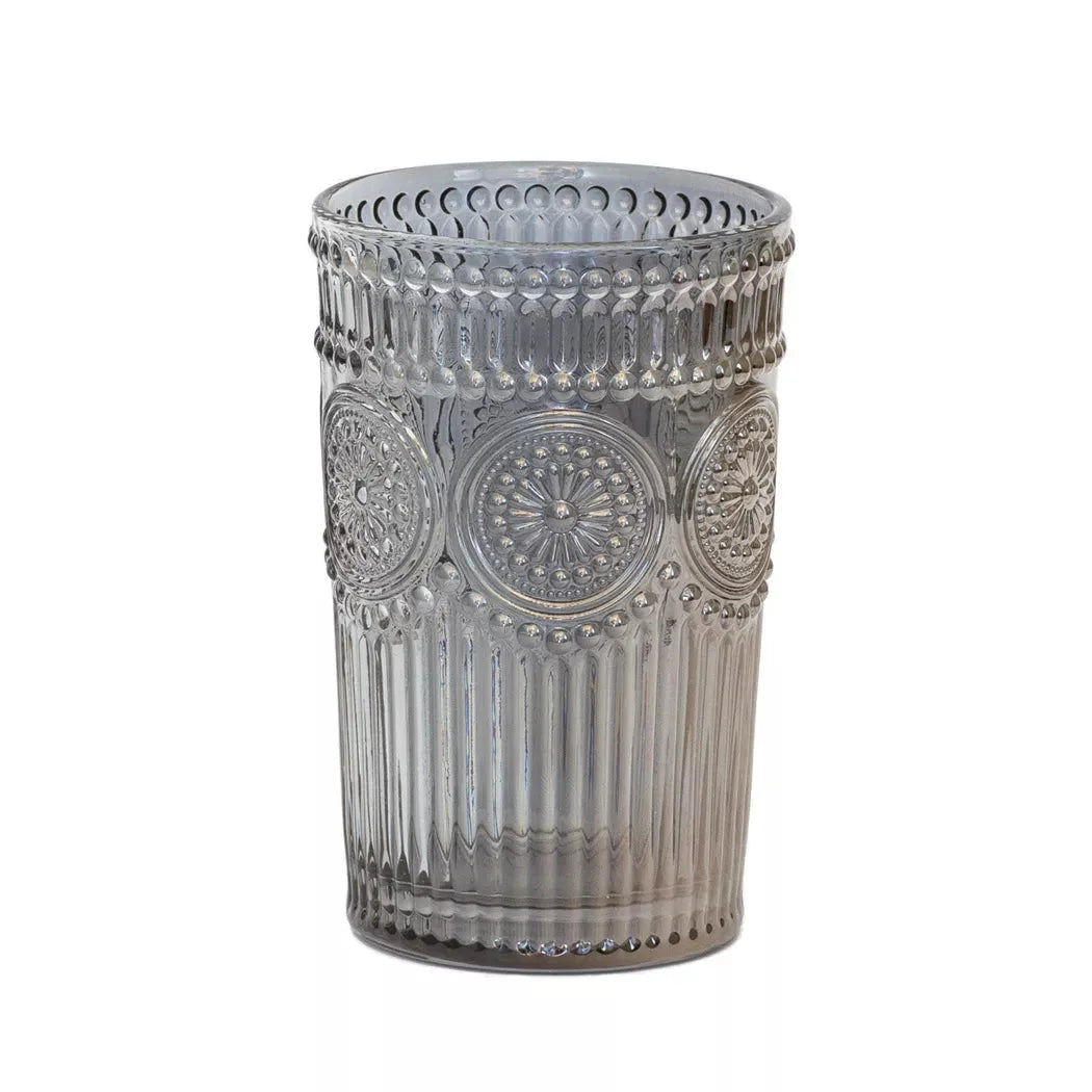 Drinking Glass Single - Pinwheel Silver Pearlescent 350ml -