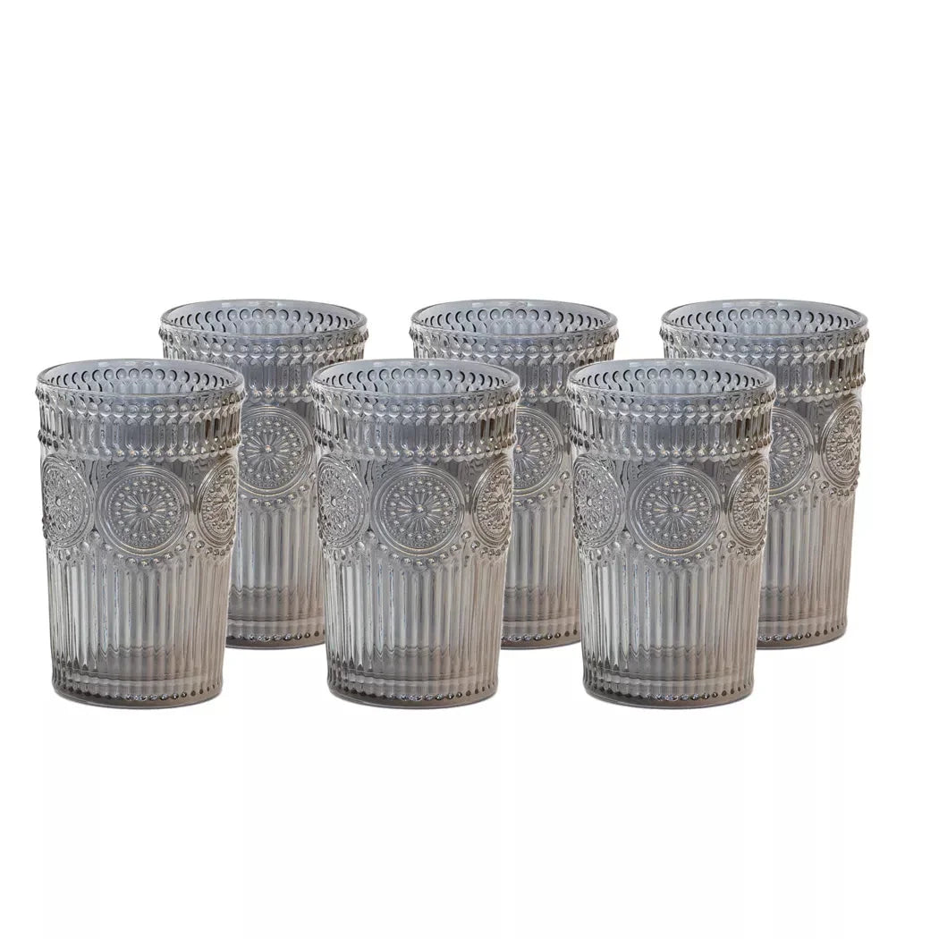 Drinking Glass Single - Pinwheel Silver Pearlescent 350ml -