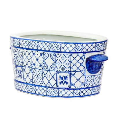 Ceramic Footbath/Planter - Blue & White Tiles