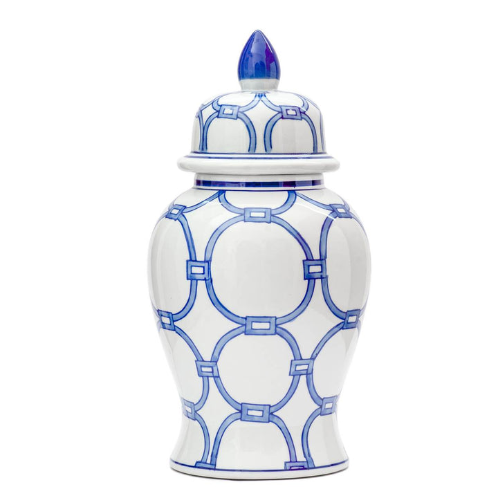 Ginger Jar - Blue &amp; White Circles 37cm