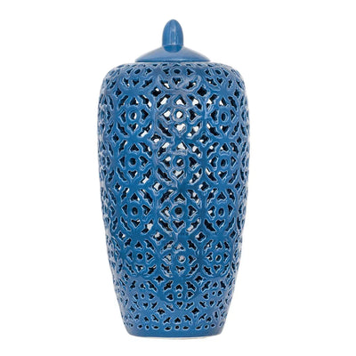 Ginger Jar - Blue Cut-Out Tall 45cm - Ceramic