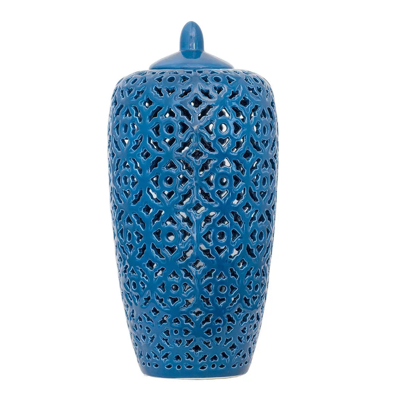 Ginger Jar - Blue Cut-Out Tall 45cm - Ceramic