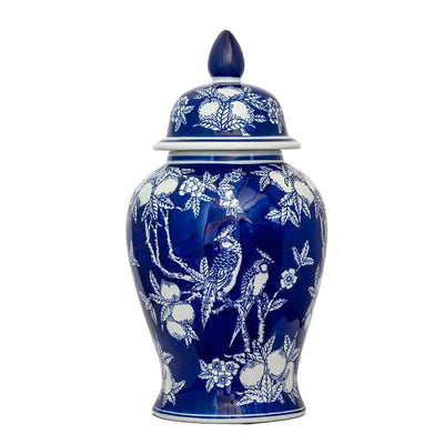 Ginger Jar - Blue & White Cardinals 47cm - Ceramic