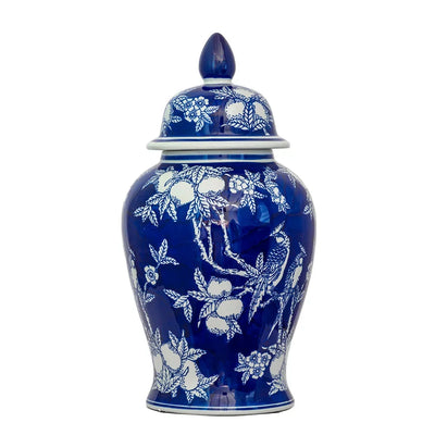 Ginger Jar - Blue & White Cardinals 47cm - Ceramic