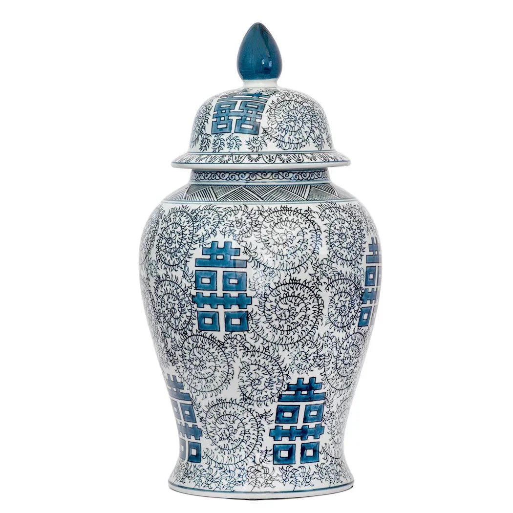 Ginger Jar - Blue &amp; White Oriental Vines 48cm - Ceramic