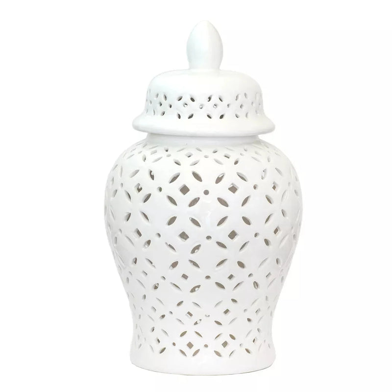 Ginger Jar - White Cut-Out 40cm - Ceramic