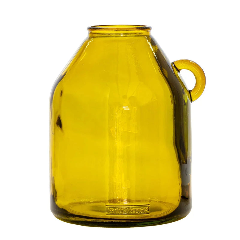 Glass Vase - Recycled Material Yellow Jug 26cm - Glass /