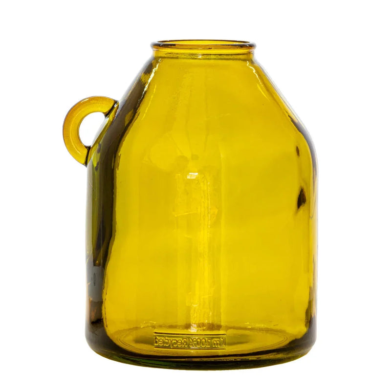 Glass Vase - Recycled Material Yellow Jug 26cm - Glass /