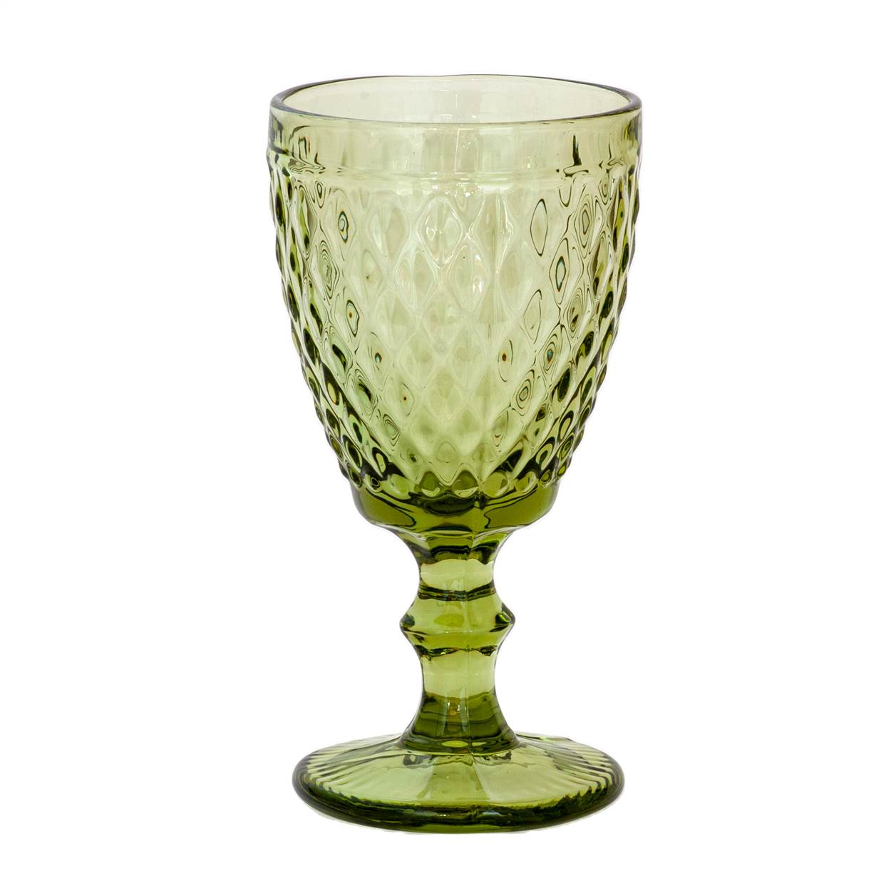 green wine glass diamonds