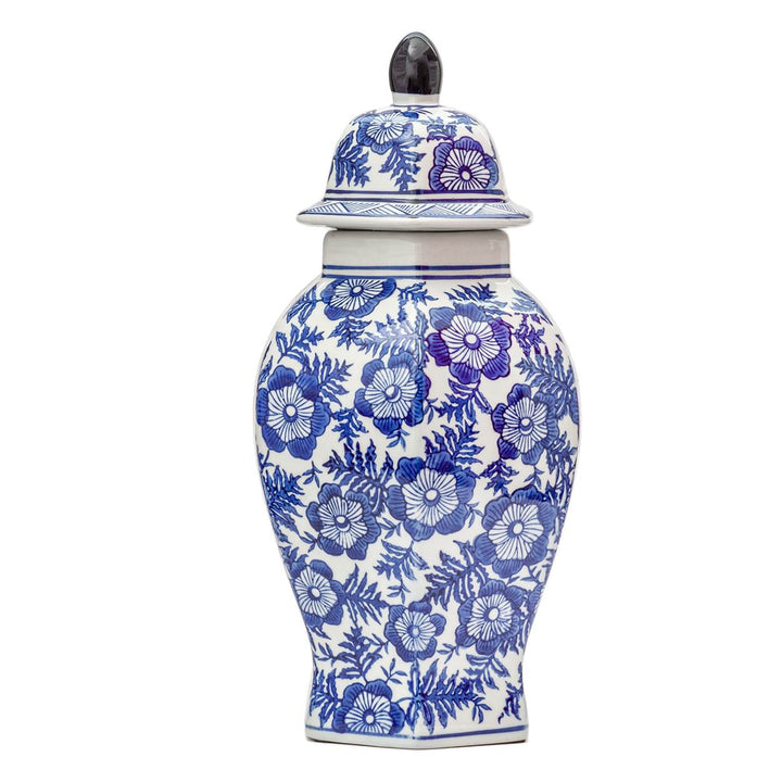 Ginger Jar - Blue &amp; White Hexagon 37cm