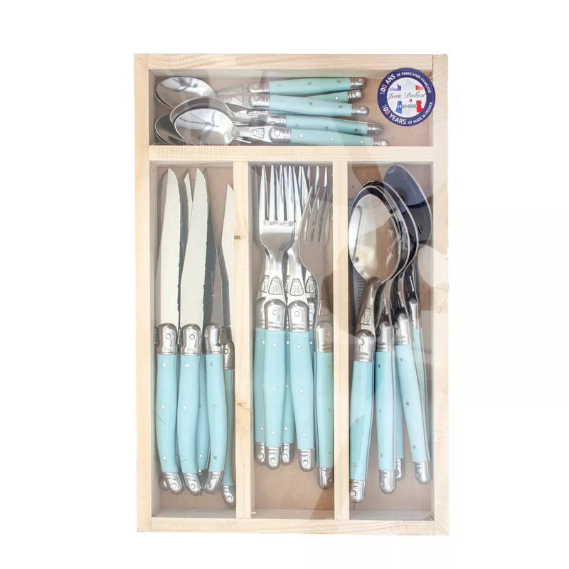 Jean Dubost Laguiole Cutlery Set of 24 - Teal - Cutlery