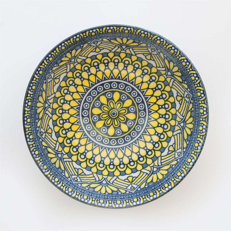 Ceramic Bowl - Blue, Yellow & White 15.5cm